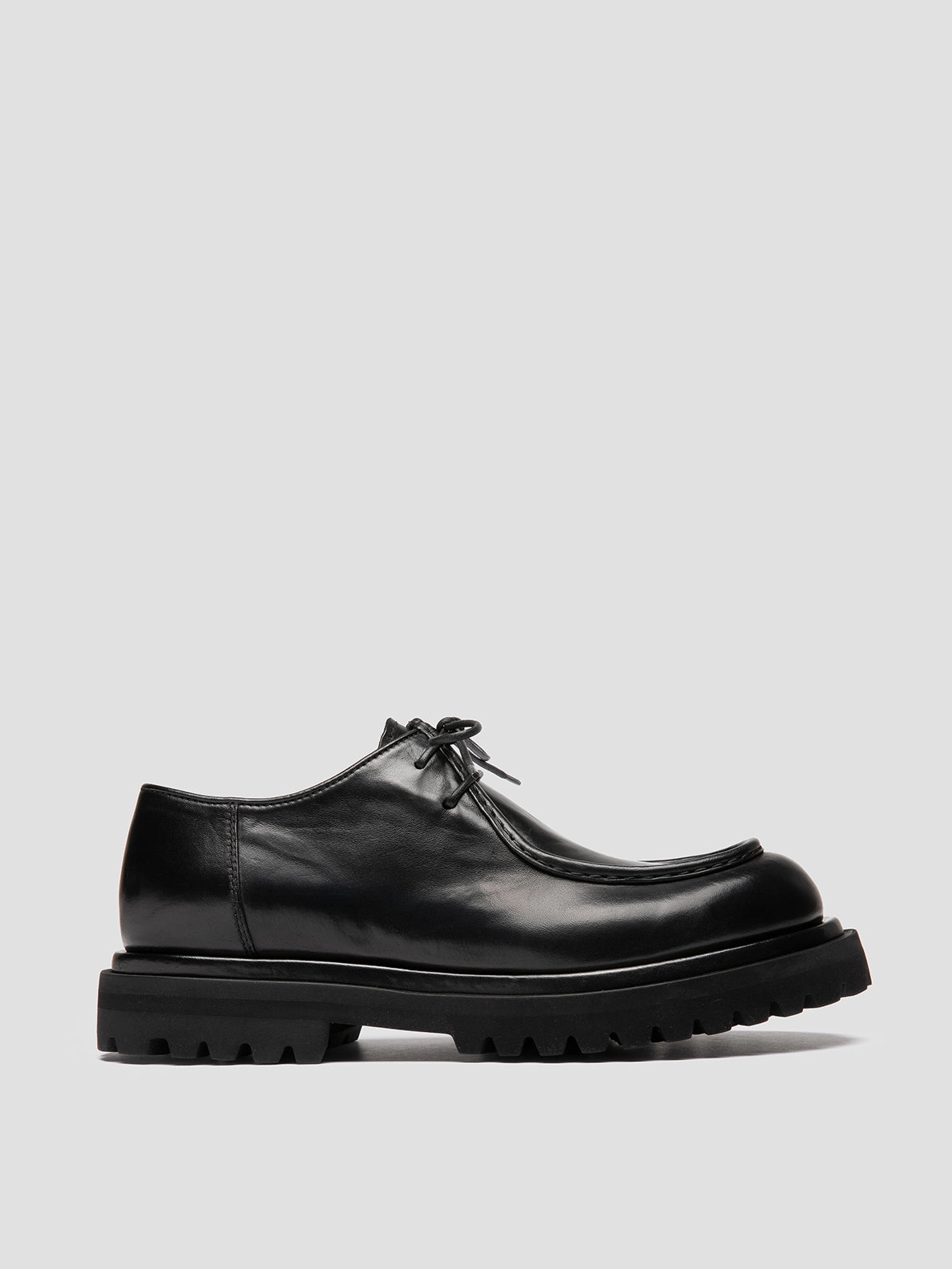 EVENTUAL DD 109 - Black Leather Derby Shoes Sleek Tailored Edge