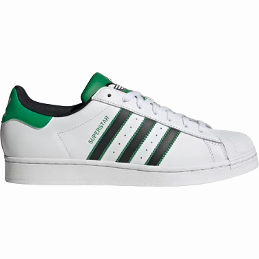 Adidas Men's Superstar Shoes - Cloud White / Core Black / Green Impact Diffusing Insoles Resilient Pace
