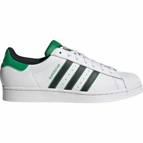 Adidas Men's Superstar Shoes - Cloud White / Core Black / Green Impact Diffusing Insoles Resilient Pace