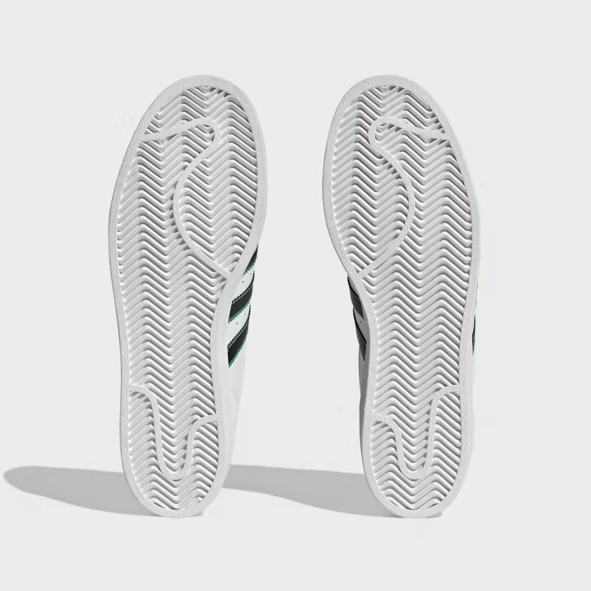High Rebound Sole Adidas Men's Superstar Shoes - Cloud White / Core Black / Green