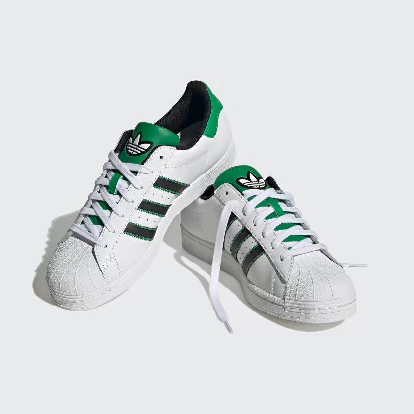 Slip-resistant support Adidas Men's Superstar Shoes - Cloud White / Core Black / Green