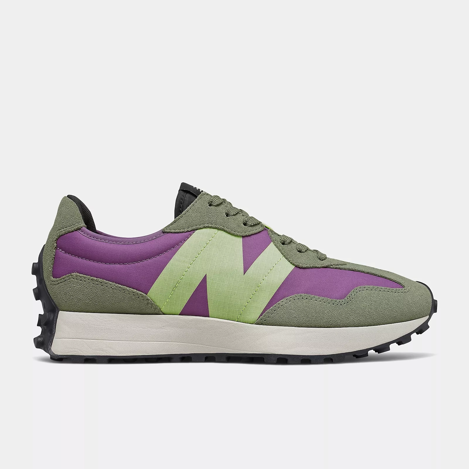 New Balance Men's 327 Shoes - Sour Grape / Bleached Lime Glo Elevated Sole