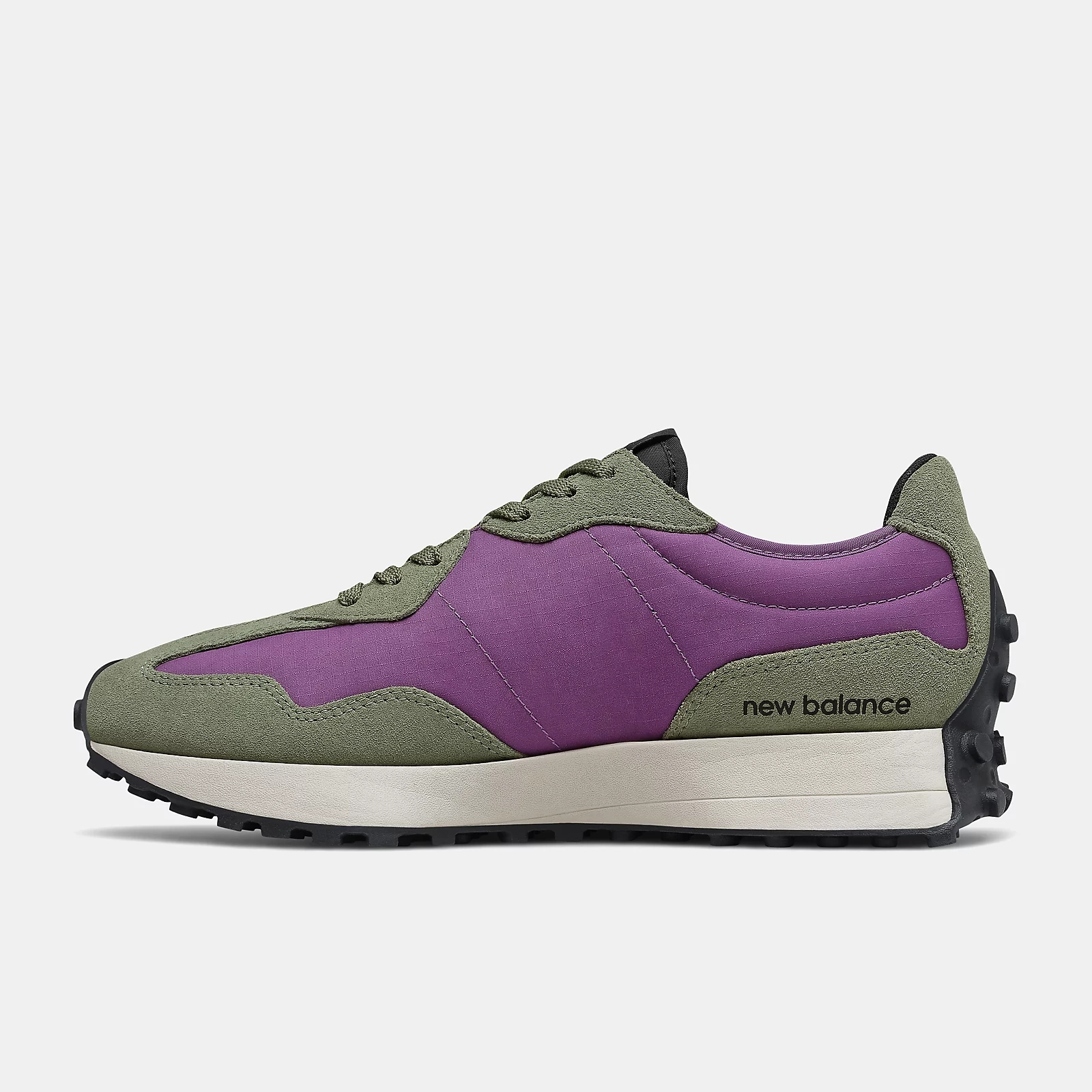 New Balance Men's 327 Shoes - Sour Grape / Bleached Lime Glo Neutral Stance Platform Structured performance