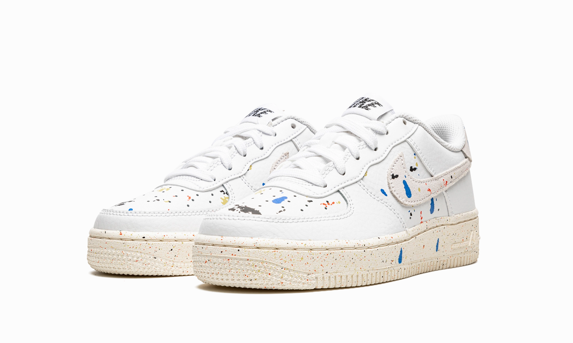 Air Force 1 LV8 3 GS "Paint Splatter - White" Slip   On Flat Base