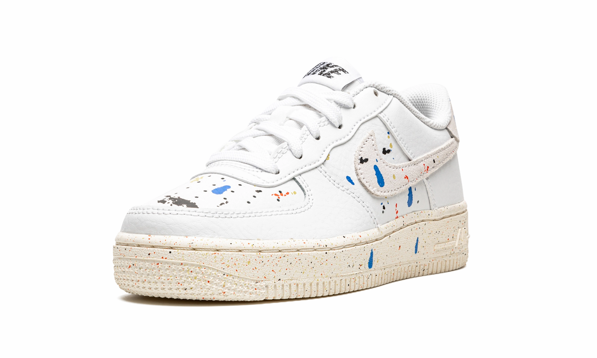 Air Force 1 LV8 3 GS "Paint Splatter - White" Bright Jog Shock Absorbing Midsole