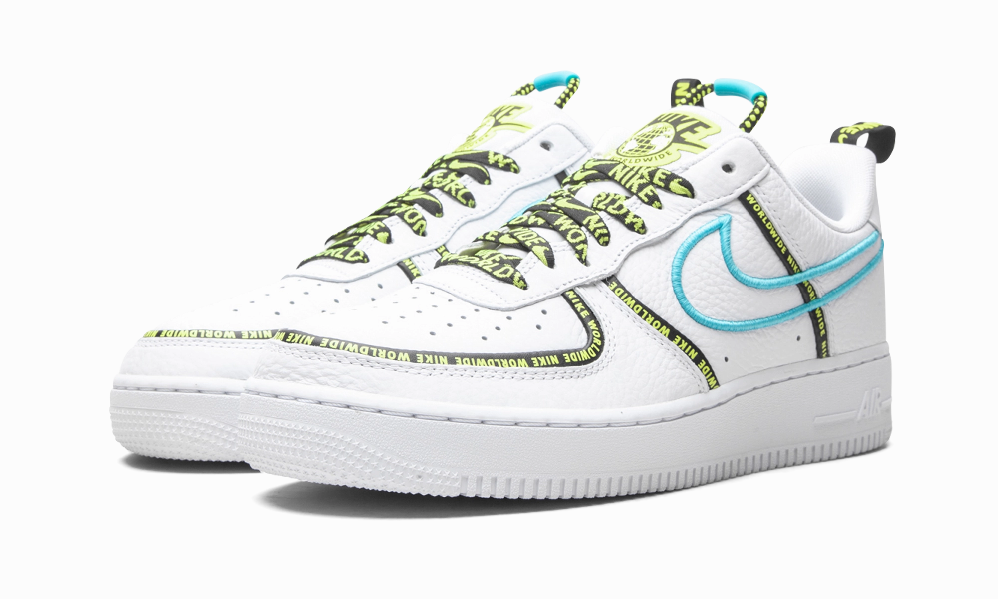 Air Force 1 Low "Worldwide White Blue Fury Volt" Low Rise Practical Design