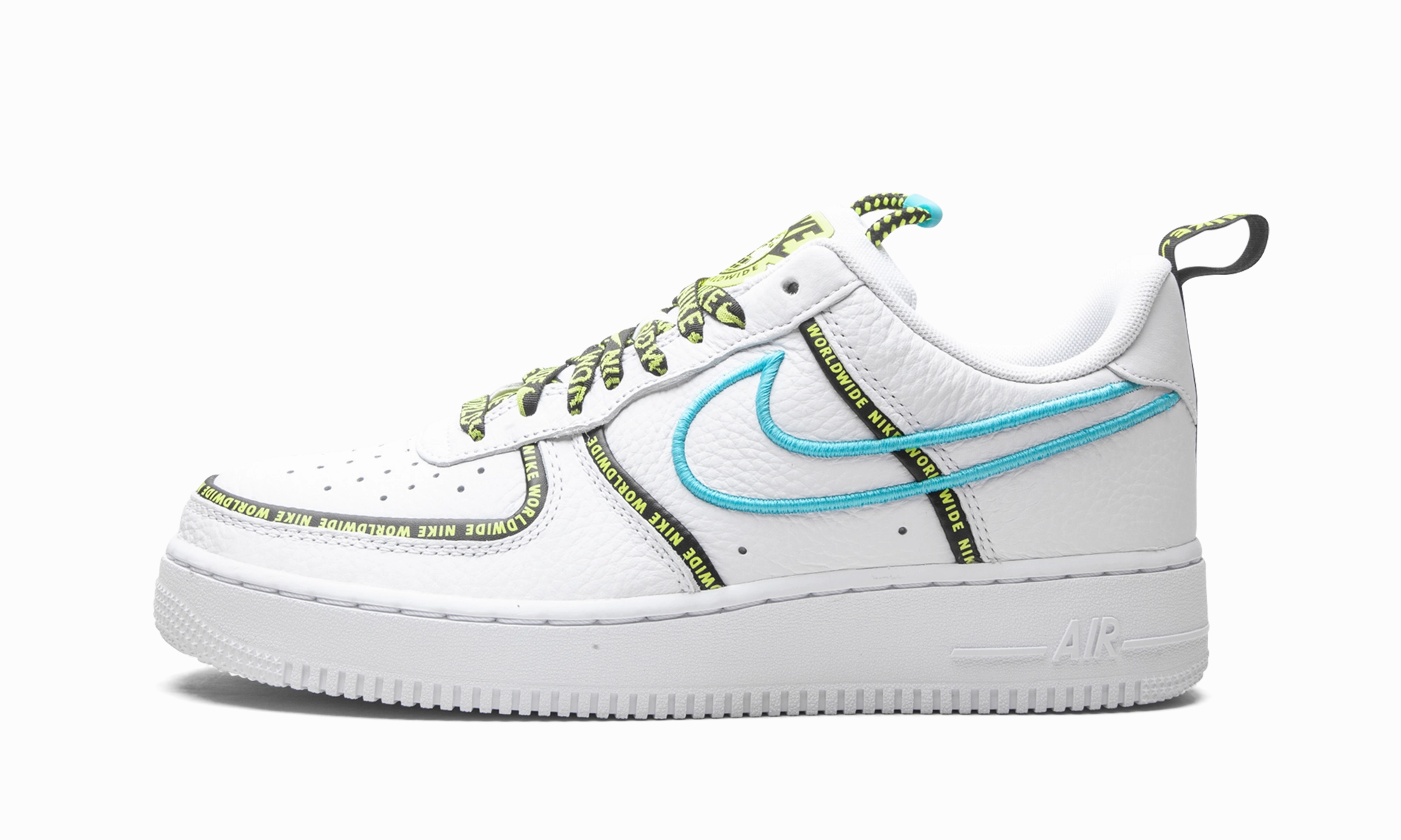 Air Force 1 Low "Worldwide White Blue Fury Volt" High Top Design Light Bounce