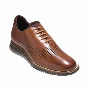 Mens Cole Haan Zerogrand Laser Wingtip Oxford in British Tan/Java Durable Make Formal Gathering Chic Slip