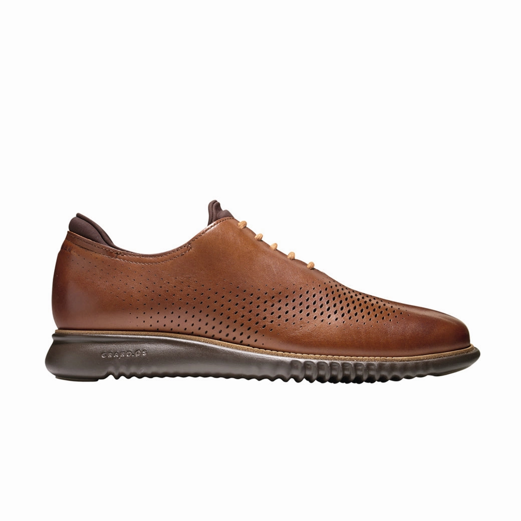 Mens Cole Haan Zerogrand Laser Wingtip Oxford in British Tan/Java Classic Edge Daily Commute
