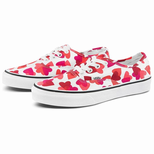 Vans Authentic Valentine Hearts Shoes - White / Red Impact Resistant Toe Cap Hexagonal Traction