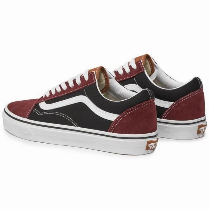 Vans Men's Old Skool Color Block Shoes - Black / Brown Bold Statement Durable Upper Material