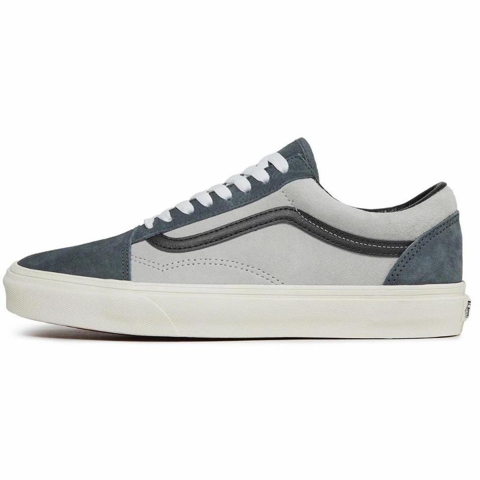 Vans Men's Old Skool Suede Shoes - Green / Grey Collared Ankle Padding Simple Edge