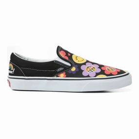 Vans Unisex Classic Radic Happy Slip On Shoes - Black / Multi Bend Support Anatomical Contour Footbed
