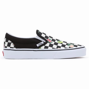 Good resilience Lightweight EVA Foam Design Vans Unisex Classic Slip On Fruit Checkerboard Shoes - Black / White