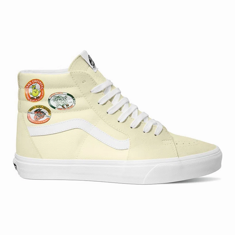 Lace Secure Ventilation Channel System Vans Unisex Sk8 Hi Shoes - Yellow / White