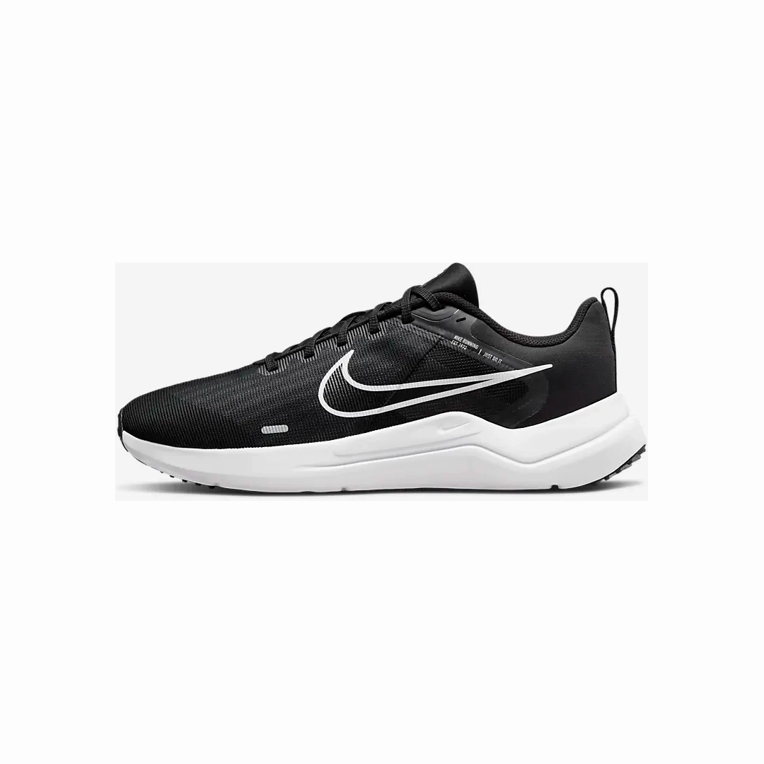 Quick Lacing System Everyday Travel Nike Men's Downshifter 12 Shoes - Black / Dark Smoke Grey / Pure Platinum / White