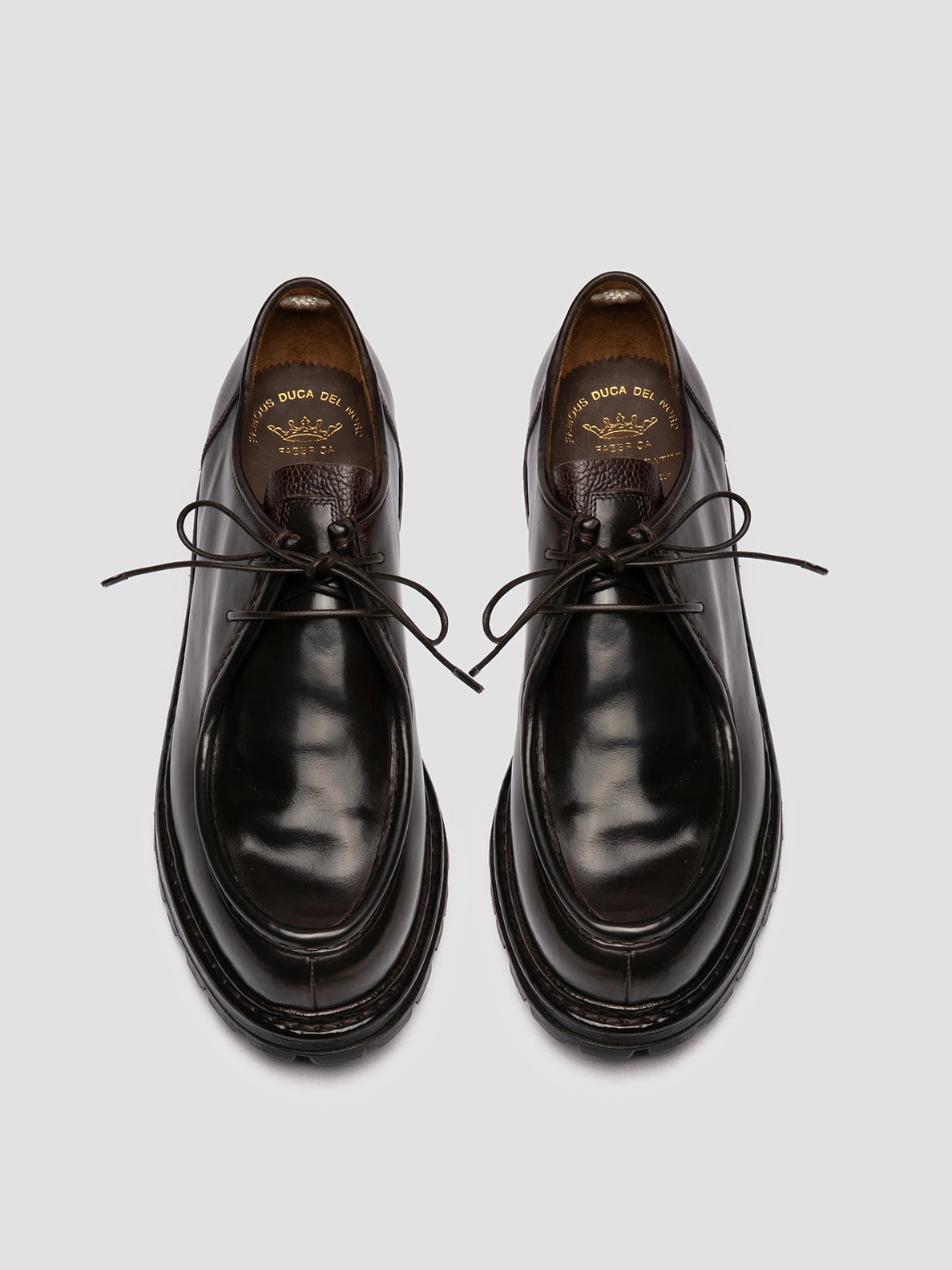 VOLCOV 009 - Brown Leather Derby Shoes Smooth Polished Profile