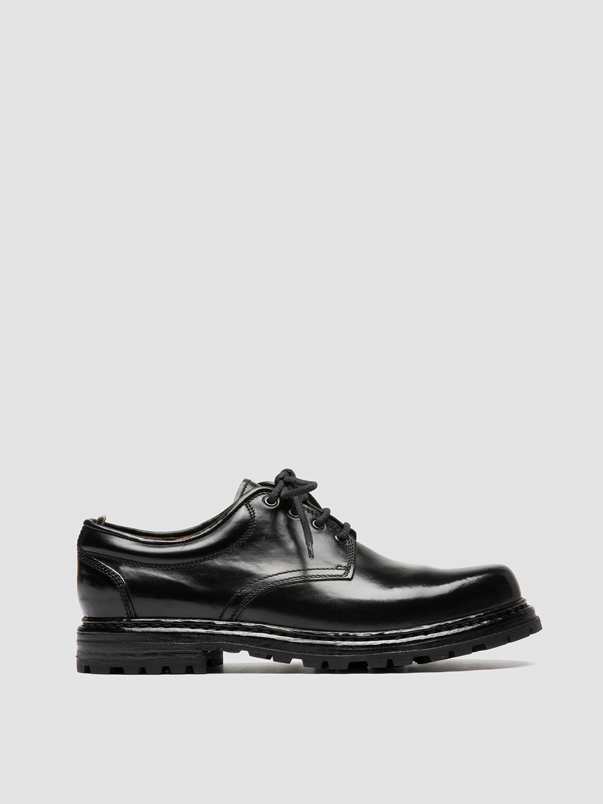 Classic Fit Refined Texture VOLCOV 011 - Black Leather Derby Shoes