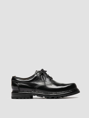 Classic Fit Refined Texture VOLCOV 011 - Black Leather Derby Shoes