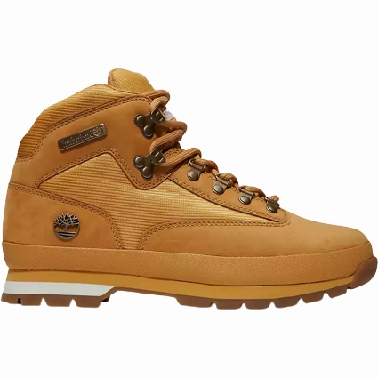 Timberland Men's Euro Hiker Mid Boot Shoes - Wheat Nubuck Foam Pod Cushioning One Piece Upper Design