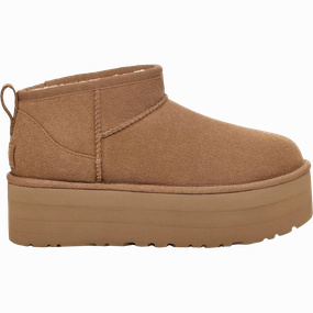 Women's Classic Ultra Mini Platform Durable Leather Memory Foam Insert