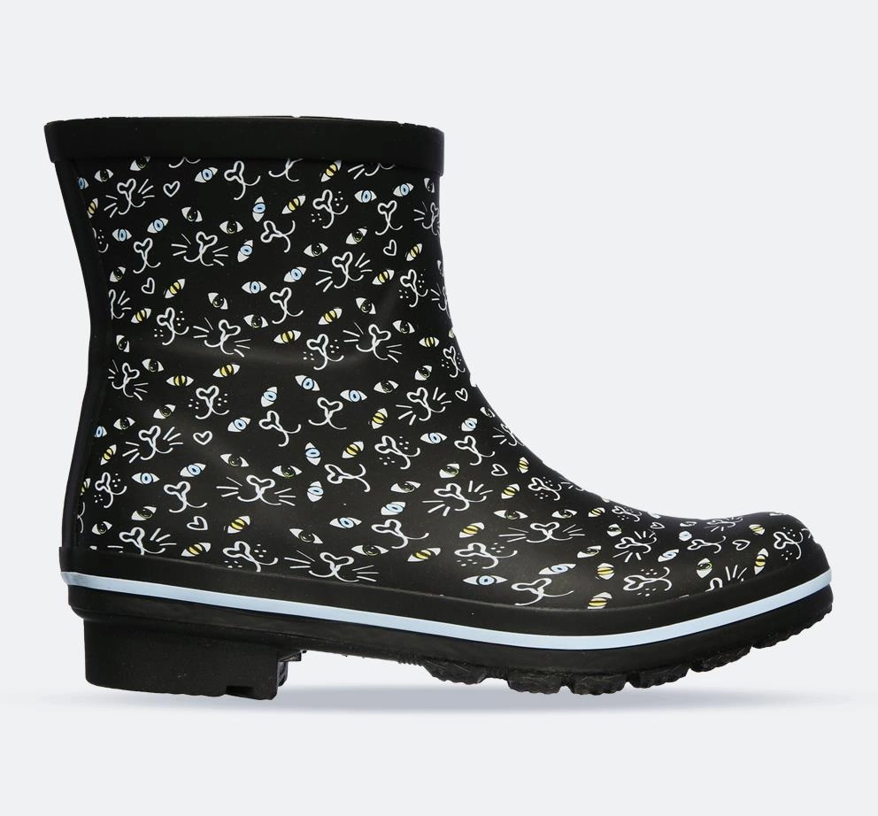 Icon Glam Women's Wide Fit Skechers 113158 Bobs Rain Check Misty Eye Wellie Trainers