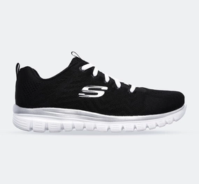 Protective Footwear Womens Wide Fit Skechers 12615 Walking Trainers - Black/White