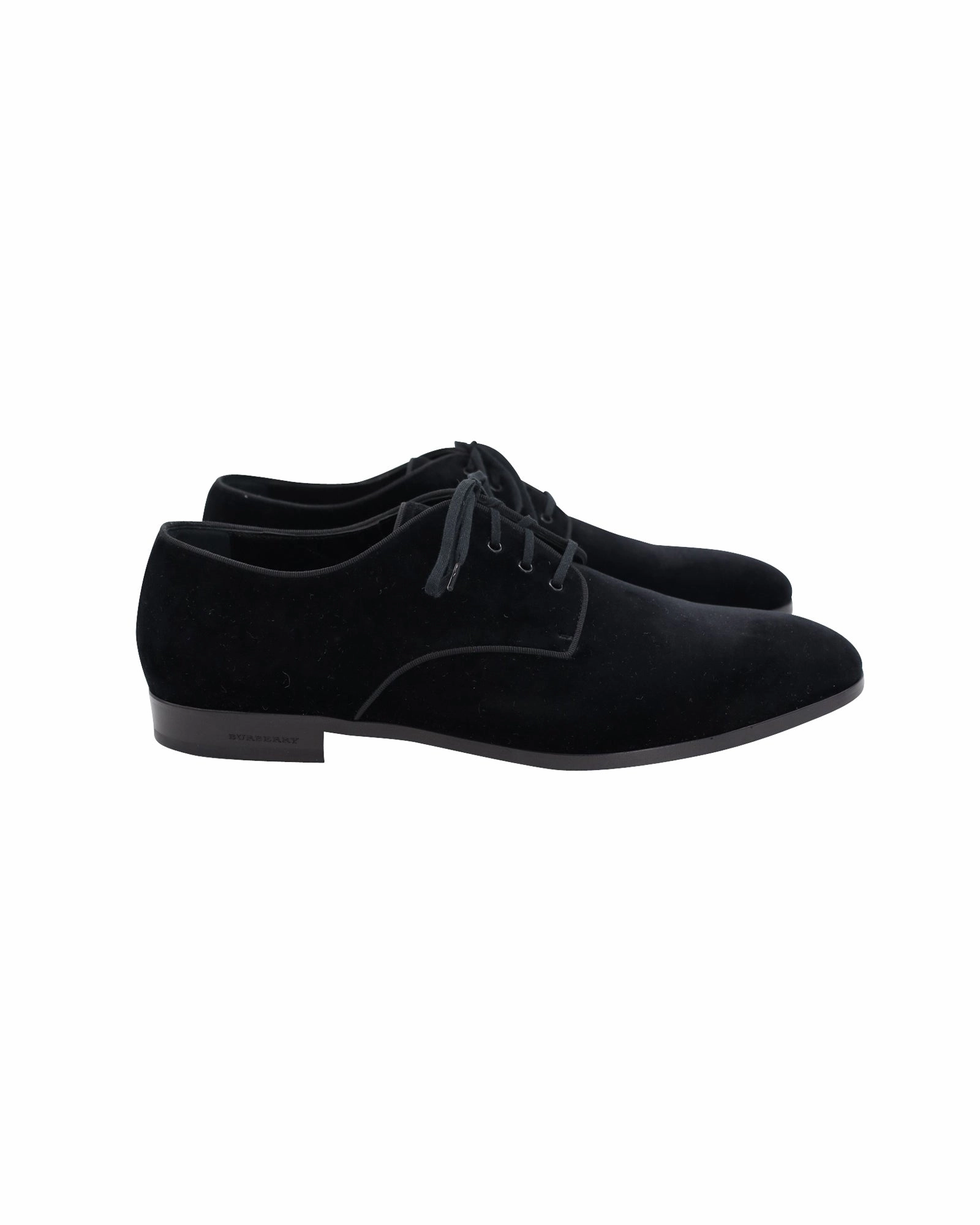 Travel Ready Burberry Lace Up Derby Oxfords in Black Velvet