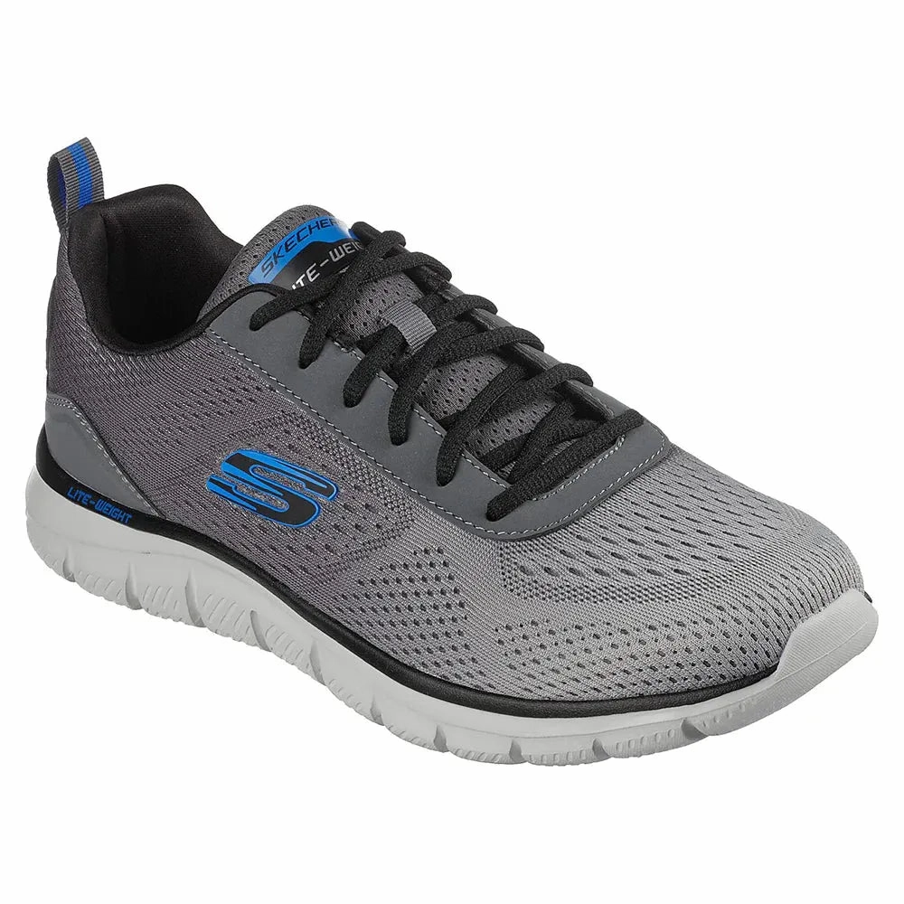 All Time Relax Mode Skechers Men's Track Ripkent Shoes - Charcoal / Grey / Blue