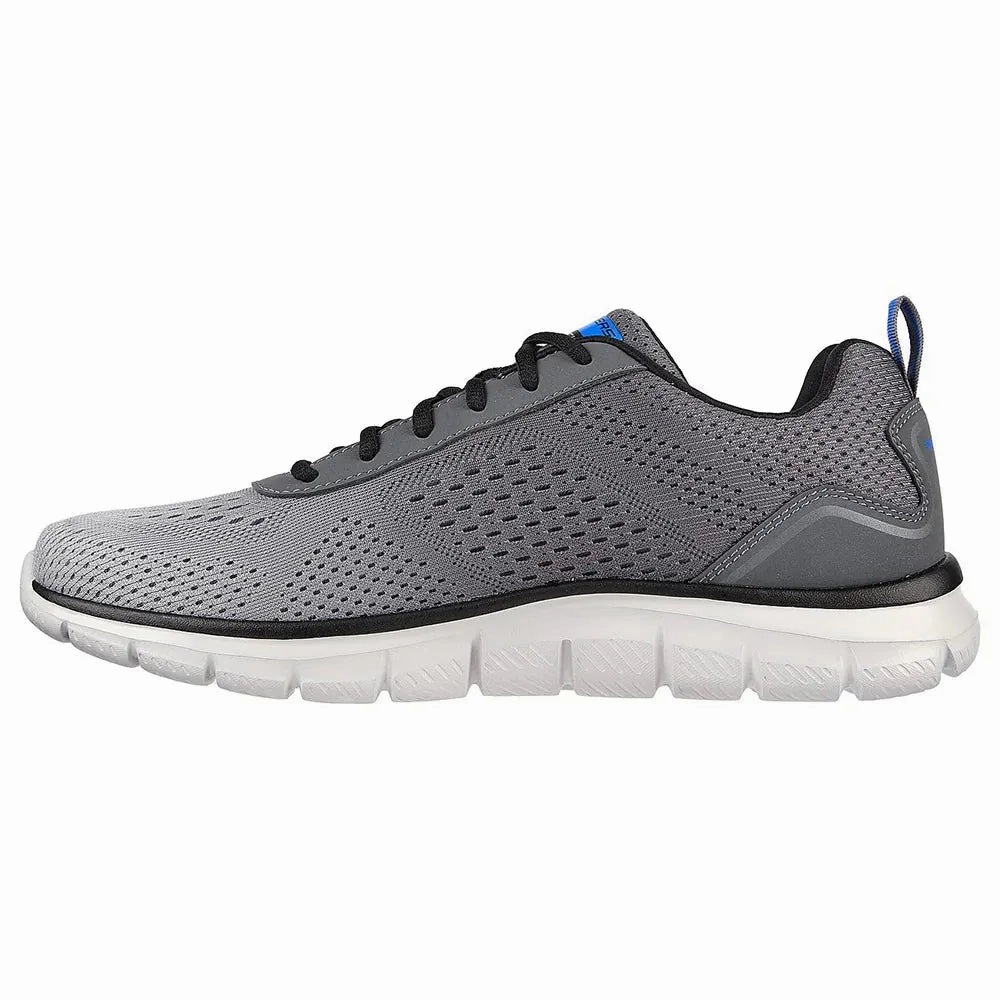 warm weather Pace Booster Skechers Men's Track Ripkent Shoes - Charcoal / Grey / Blue