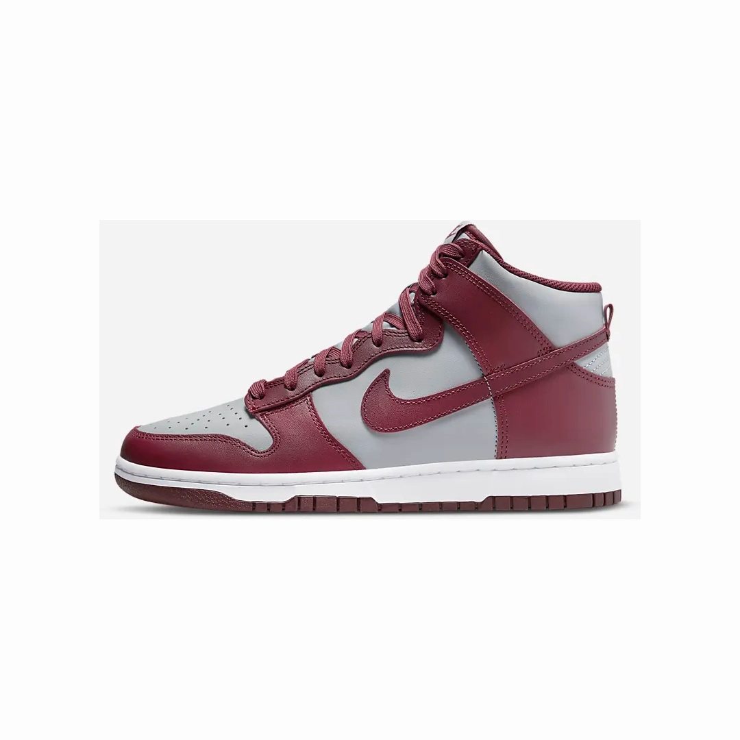 Orthotic Support Hyper Compression Nike Men's Dunk High Retro Shoes - Dark Beetroot / Wolf Grey / White / Dark Beetroot