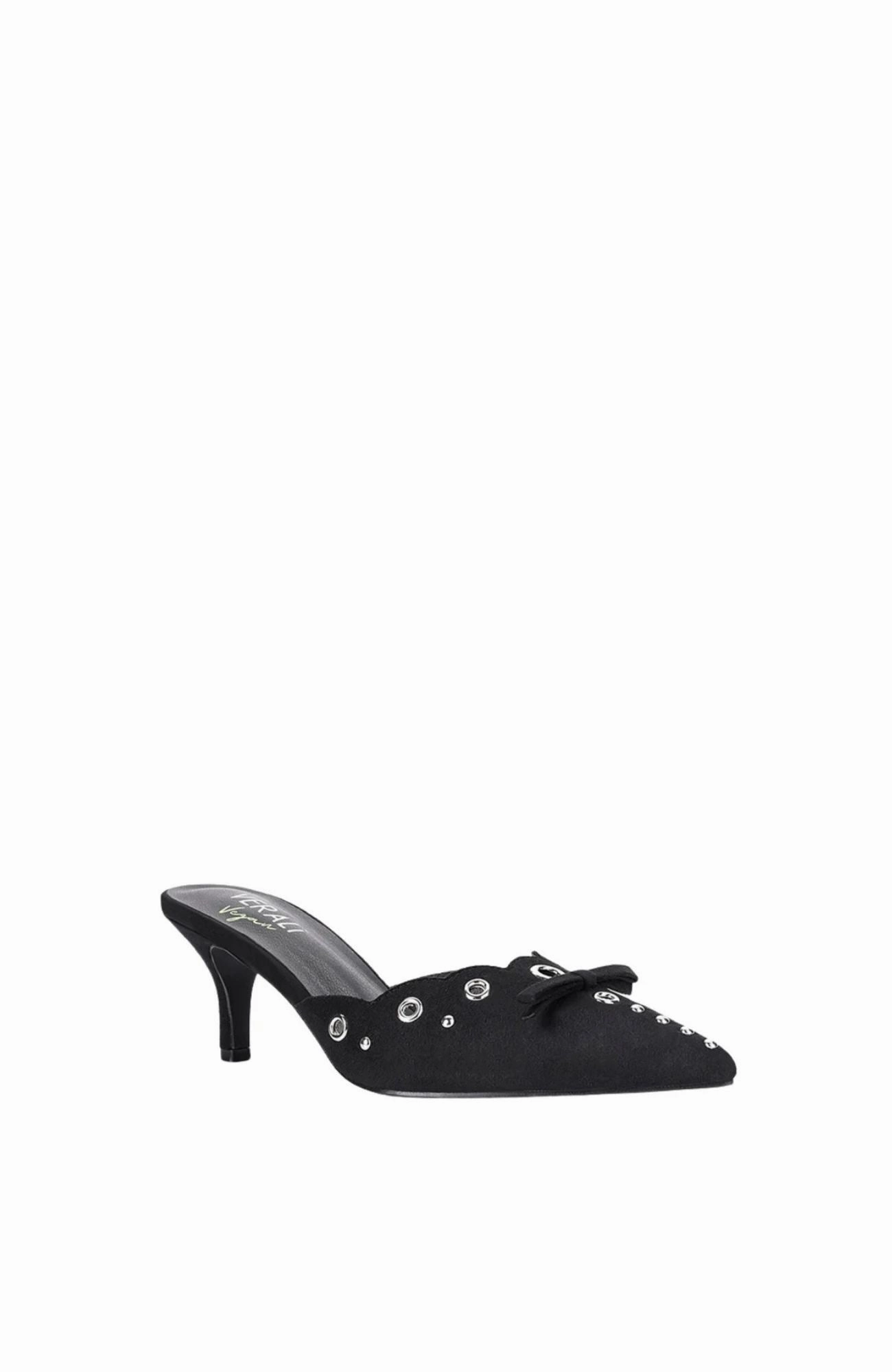 Ziggy Point Toe Kitten Heel Black Micro Feminine Spark