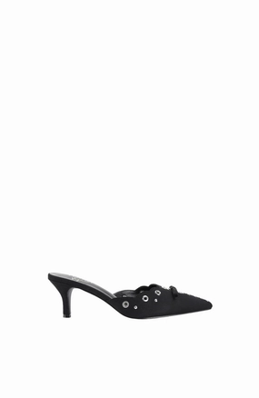 Minimalist Design City Guard Ziggy Point Toe Kitten Heel Black Micro